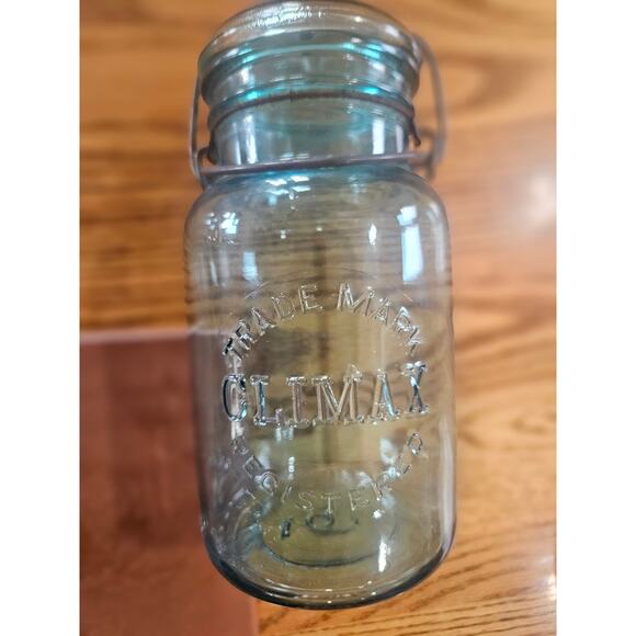 Vintage Climax Canning Jar, Aqua - Quart - Picture 5 of 6